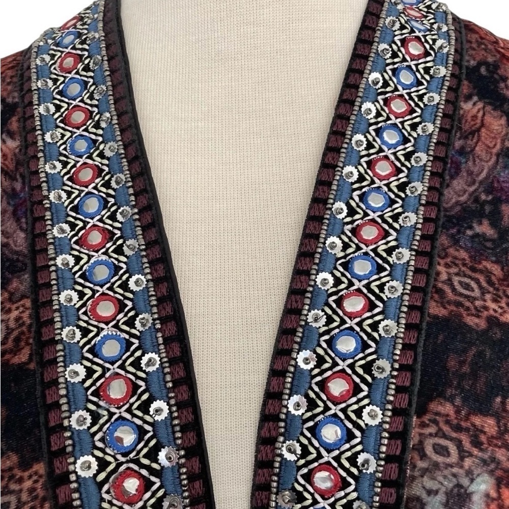 Soft Surroundings Velvet Kimono Topper Open Cardigan One Size Paisley Printed - Picture 5 of 16